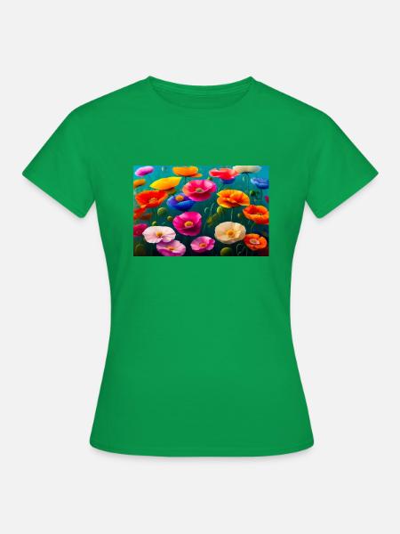 Mohnblumen, digitale Malerei - Frauen T-Shirt - Kelly Green