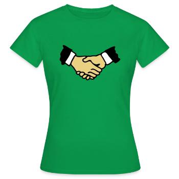 Shaking hands 3 - Women's T-Shirt - kelly green - Front - AI Model Female 172 dark (172cm)