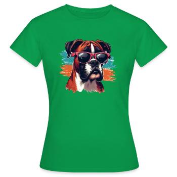 Boxer Dog Puppy Art - Women's T-Shirt - kelly green - Front - AI Model Female 172 dark (172cm)