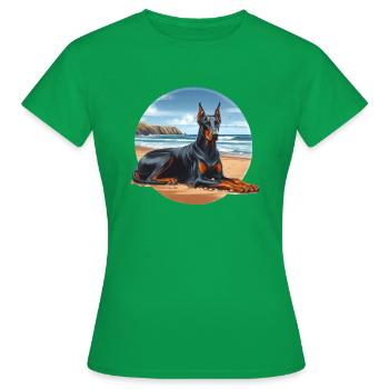 Doberman couché sur la plage - T-shirt Femme - vert - Devant - AI Model Female 172 dark (172cm)