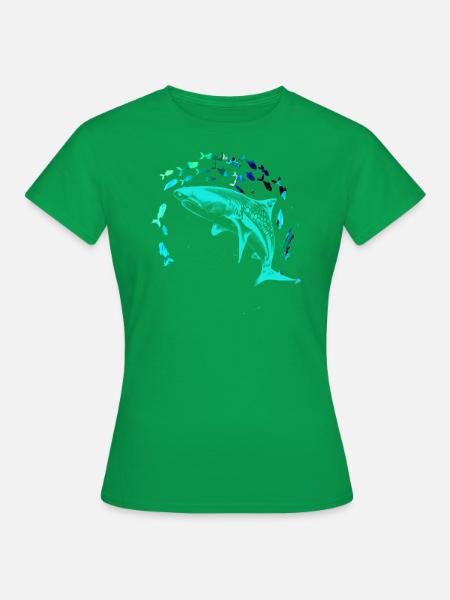 fischschwarm,fische,malerei,graffiti,Hai - Frauen T-Shirt - Kelly Green