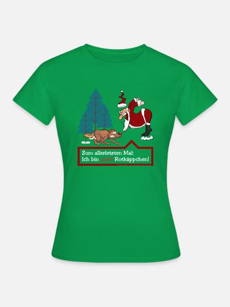 Weihnachtsmann & Wolf (Kein-Rotkäppchen-Edition) - Frauen T-Shirt - Kelly Green