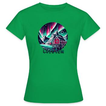 Lofoten Nordlichter Skandinavien Reise - Frauen T-Shirt - Kelly Green - Vorne - AI Model Female 172 dark (172cm)