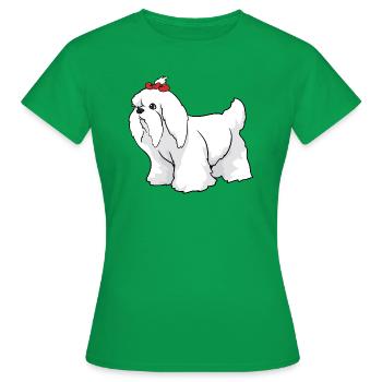 Maltese dog - Women's T-Shirt - kelly green - Front - AI Model Female 172 dark (172cm)