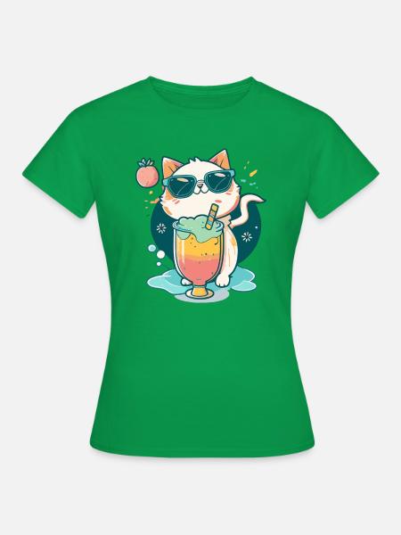 Katzenliebe im Cocktail-Style - Frauen T-Shirt - Kelly Green