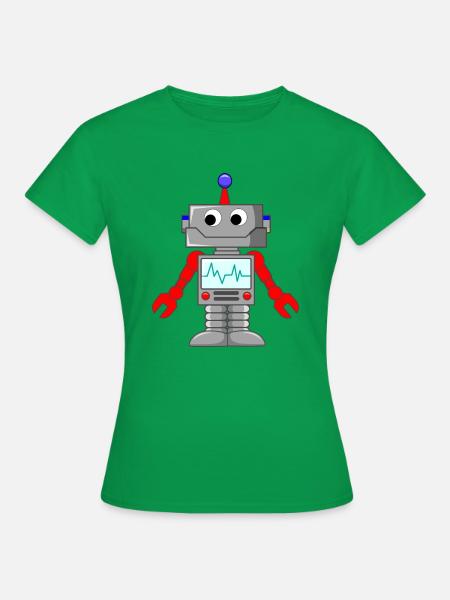 Roboter - Androide - Comic - Frauen T-Shirt - Kelly Green