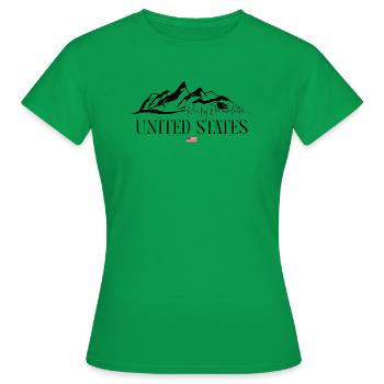 Rocky Mountains USA Skigebiet Souvenir - Frauen T-Shirt - Kelly Green - Vorne - AI Model Female 172 dark (172cm)
