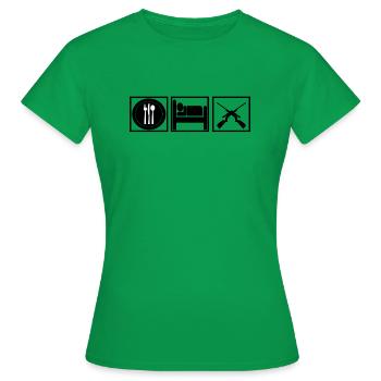 essen schlafen hobby jagen jäger - Frauen T-Shirt - Kelly Green - Vorne - AI Model Female 172 dark (172cm)