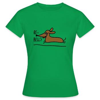 Dackel als Rebell - Frauen T-Shirt - Kelly Green - Vorne - AI Model Female 172 dark (172cm)