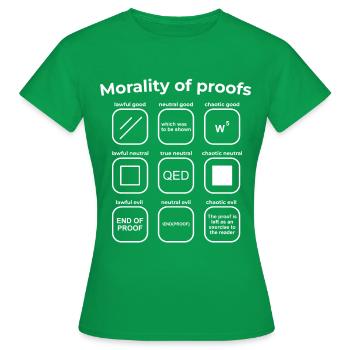 Morality of Proofs Math Proof RPG - Women's T-Shirt - kelly green - Front - AI Model Female 172 dark (172cm)