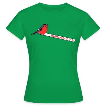 Bouvreuil 2.0. animal, oiseau, pinceau, peinture - T-shirt Femme - vert - Devant - AI Model Female 172 dark (172cm)