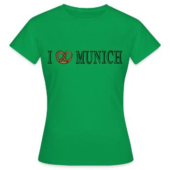 I LOVE MUNICH Breze - Frauen T-Shirt - Kelly Green - Vorne - AI Model Female 172 dark (172cm)