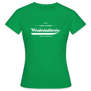 I bin a echte Woidviadlarin - Waldviertel Geschenk - Frauen T-Shirt - Kelly Green - Vorne - AI Model Female 172 dark (172cm)
