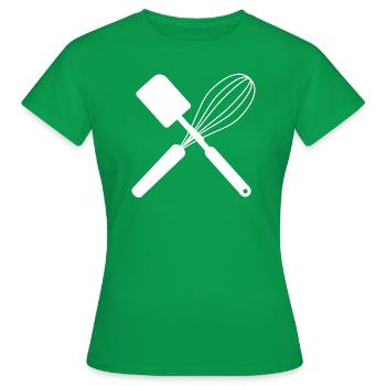Schneebesen Teigschaber Hobbybäcker Kuchenmeister - Frauen T-Shirt - Kelly Green - Vorne - AI Model Female 172 dark (172cm)
