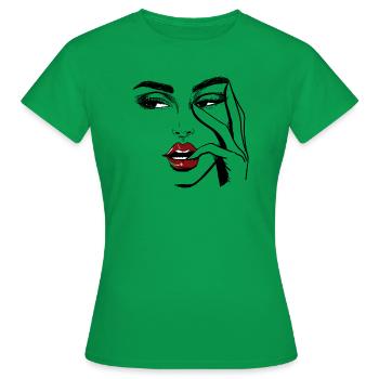 Frauengesicht beobachten - Frauen T-Shirt - Kelly Green - Vorne - AI Model Female 172 dark (172cm)