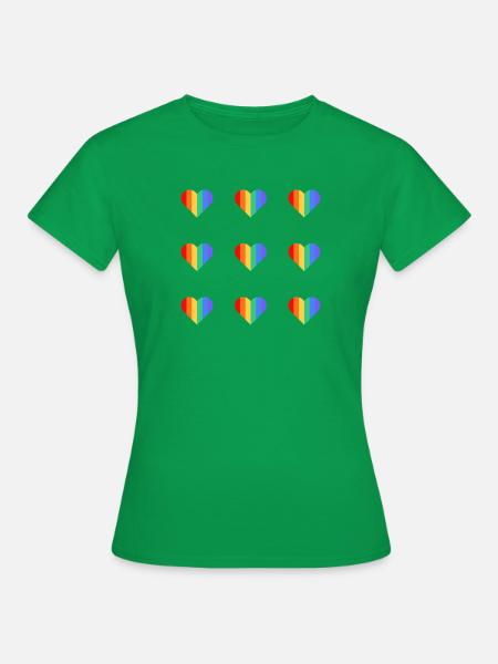 Regenbogen-Herz-Muster - Frauen T-Shirt - Kelly Green