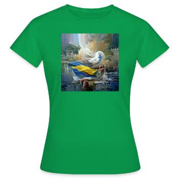Paix pour les Ukrainiens, soutenez l’Ukraine - T-shirt Femme - vert - Devant - AI Model Female 172 dark (172cm)