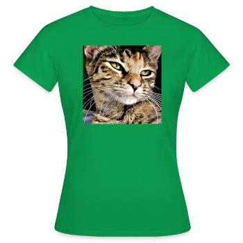 Portrait de chat tabby - T-shirt Femme - vert - Devant - AI Model Female 172 dark (172cm)