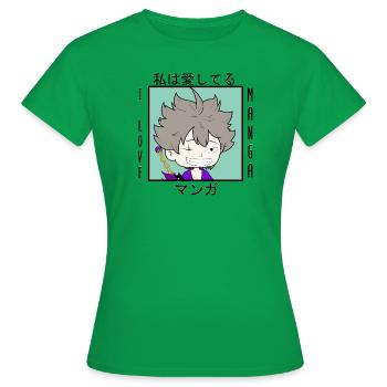 i love manga garçon - T-shirt Femme - vert - Devant - AI Model Female 172 dark (172cm)