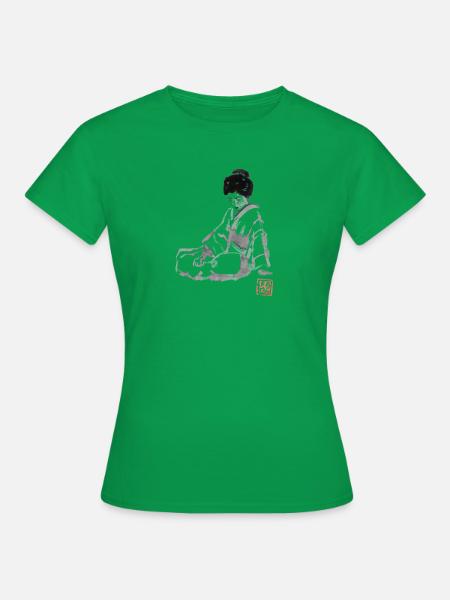 Geisha und Fan - Frauen T-Shirt - Kelly Green