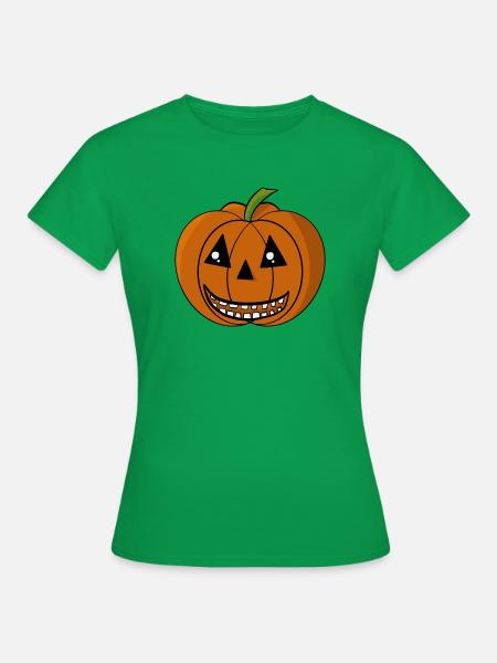Lächelnder Kürbis - Frauen T-Shirt - Kelly Green