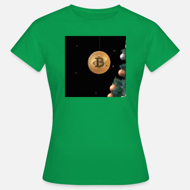Bitcoin hangs on Christmas tree - Women's T-Shirt - kelly green