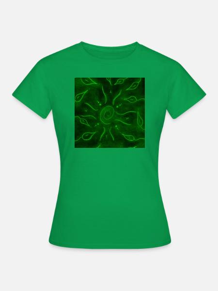 SONNE UND ROTE BLUMEN - Frauen T-Shirt - Kelly Green