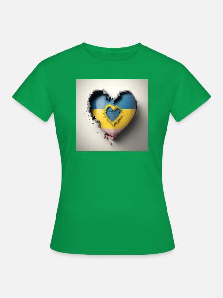 flag busting out hole in a heart ukraine love - Frauen T-Shirt - Kelly Green