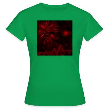 SONNE UND ROTE PYRAMIDEN - Frauen T-Shirt - Kelly Green - Vorne - AI Model Female 172 dark (172cm)