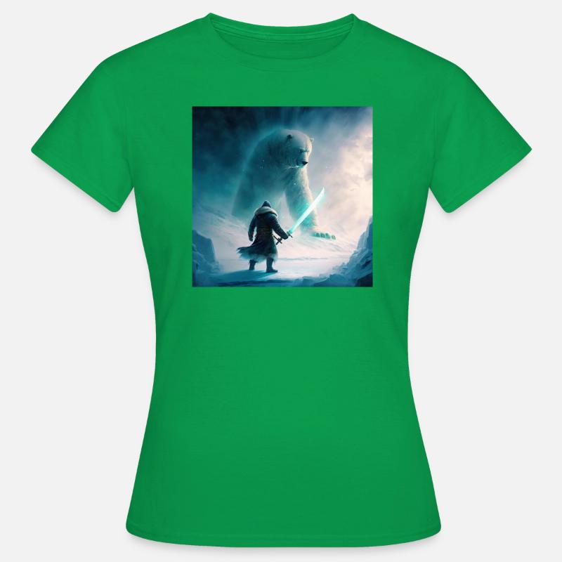Samurai Vs Bear - Women's T-Shirt - kelly green