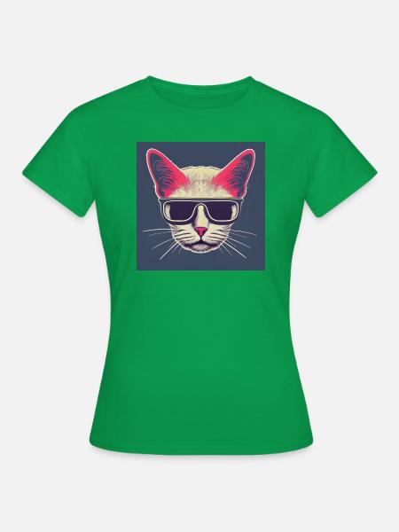 Coole Katze mit Sonnenbrille - Frauen T-Shirt - Kelly Green