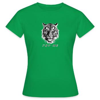 Try me - Women's T-Shirt - kelly green - Front - AI Model Female 172 dark (172cm)
