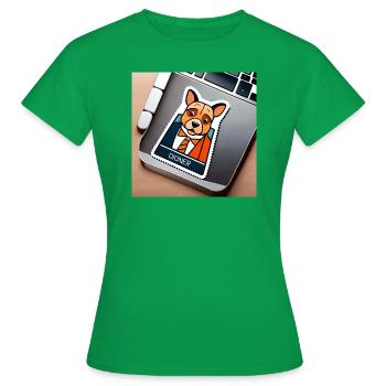Sticker niedlicher Hund - Frauen T-Shirt - Kelly Green - Vorne - AI Model Female 172 dark (172cm)