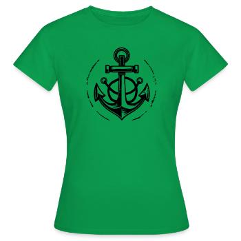 Anker Boot Schiff Nautik - Frauen T-Shirt - Kelly Green - Vorne - AI Model Female 172 dark (172cm)