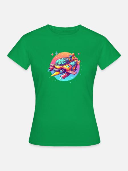 Buntes Raumschiff - Frauen T-Shirt - Kelly Green
