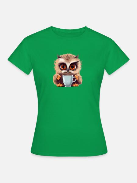Niedliche Wachsame Eule | Nachtschwärmer Eule - Frauen T-Shirt - Kelly Green
