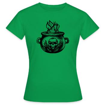 Kessel Magisch Hexe Halloween - Frauen T-Shirt - Kelly Green - Vorne - AI Model Female 172 dark (172cm)