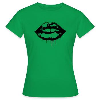 Lips, mouth, kissing lips - Women's T-Shirt - kelly green - Front - AI Model Female 172 dark (172cm)