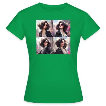 japani girl comic - Frauen T-Shirt - Kelly Green - Vorne - AI Model Female 172 dark (172cm)