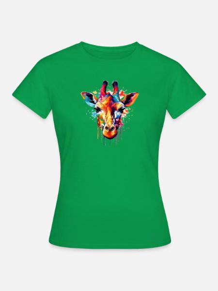 Bunte tropfende Giraffe - Frauen T-Shirt - Kelly Green