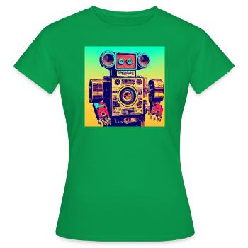 Roboter aus Stereo Anlage in Pop Art Style - Frauen T-Shirt - Kelly Green - Vorne - AI Model Female 172 dark (172cm)