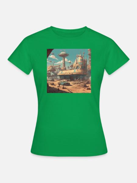 retro-futurismus,1950s, Lowpoly,artwork,scetch - Frauen T-Shirt - Kelly Green