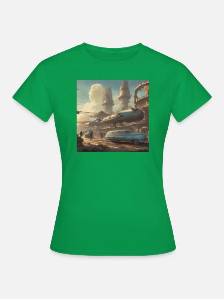 retro-futurismus,1950s, Lowpoly,artwork,scetch - Frauen T-Shirt - Kelly Green