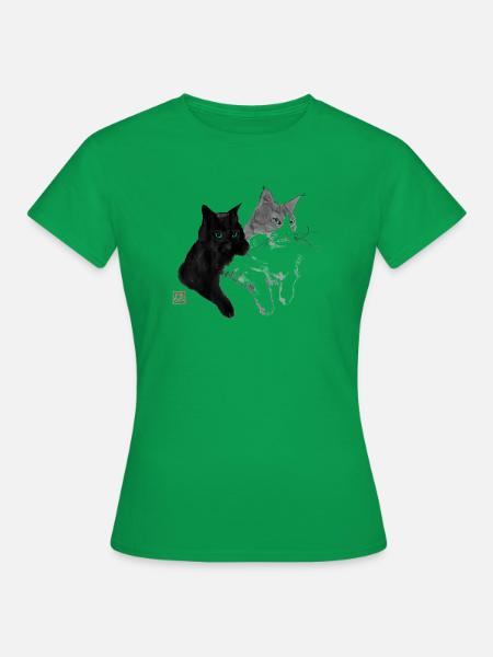 2 Katzen - Frauen T-Shirt - Kelly Green