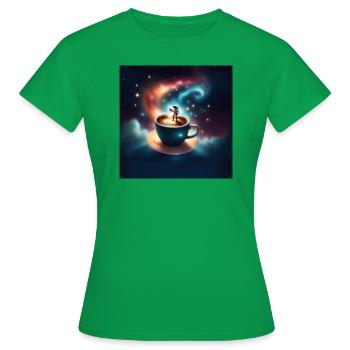 Café au Cosmos - Galaxy in every cup - Women's T-Shirt - kelly green - Front - AI Model Female 172 dark (172cm)
