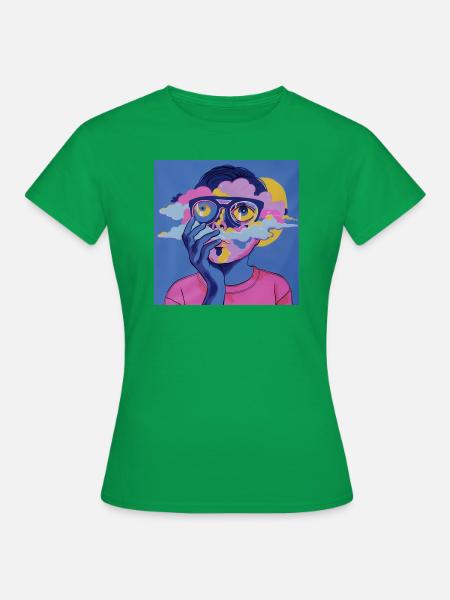 Psychedelisches Gesicht - Frauen T-Shirt - Kelly Green