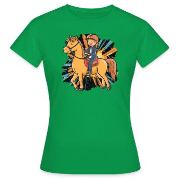 Équitation Dressage Dressage Cavaliers - T-shirt Femme - vert - Devant - AI Model Female 172 dark (172cm)
