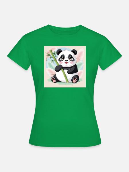 Kawaii Panda with Bamboo - Frauen T-Shirt - Kelly Green