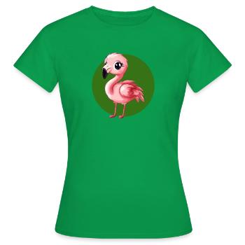 Flamingo Wasservogel Exotisch - Frauen T-Shirt - Kelly Green - Vorne - AI Model Female 172 dark (172cm)