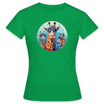 Giraffen mit Taucherbrille unter Wasser - Frauen T-Shirt - Kelly Green - Vorne - AI Model Female 172 dark (172cm)